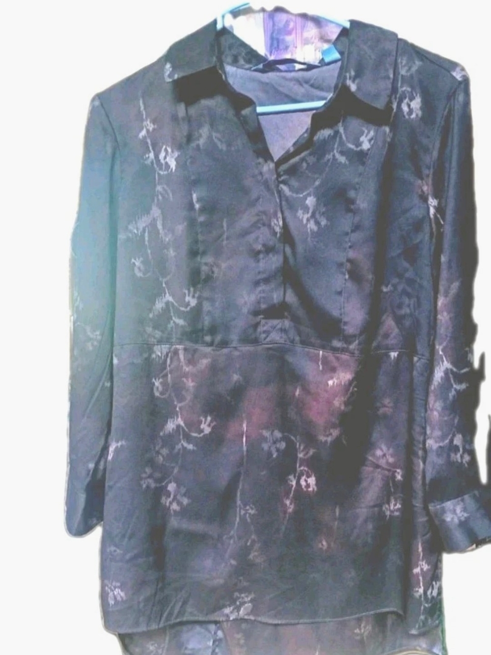 Simply Vera Vera Wang Black Floral Long-Sleeve Tunic Blouse